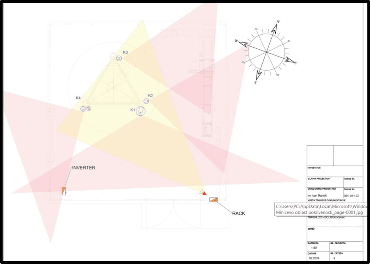 Dijagram video nadzora sa pozicijama kamera